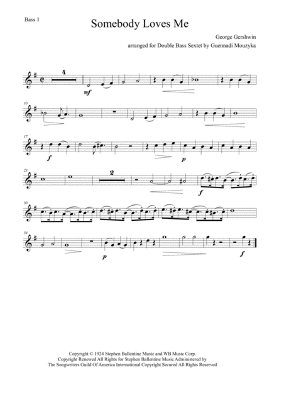 Somebody Loves Me Double Bass scores gallery preview page 5