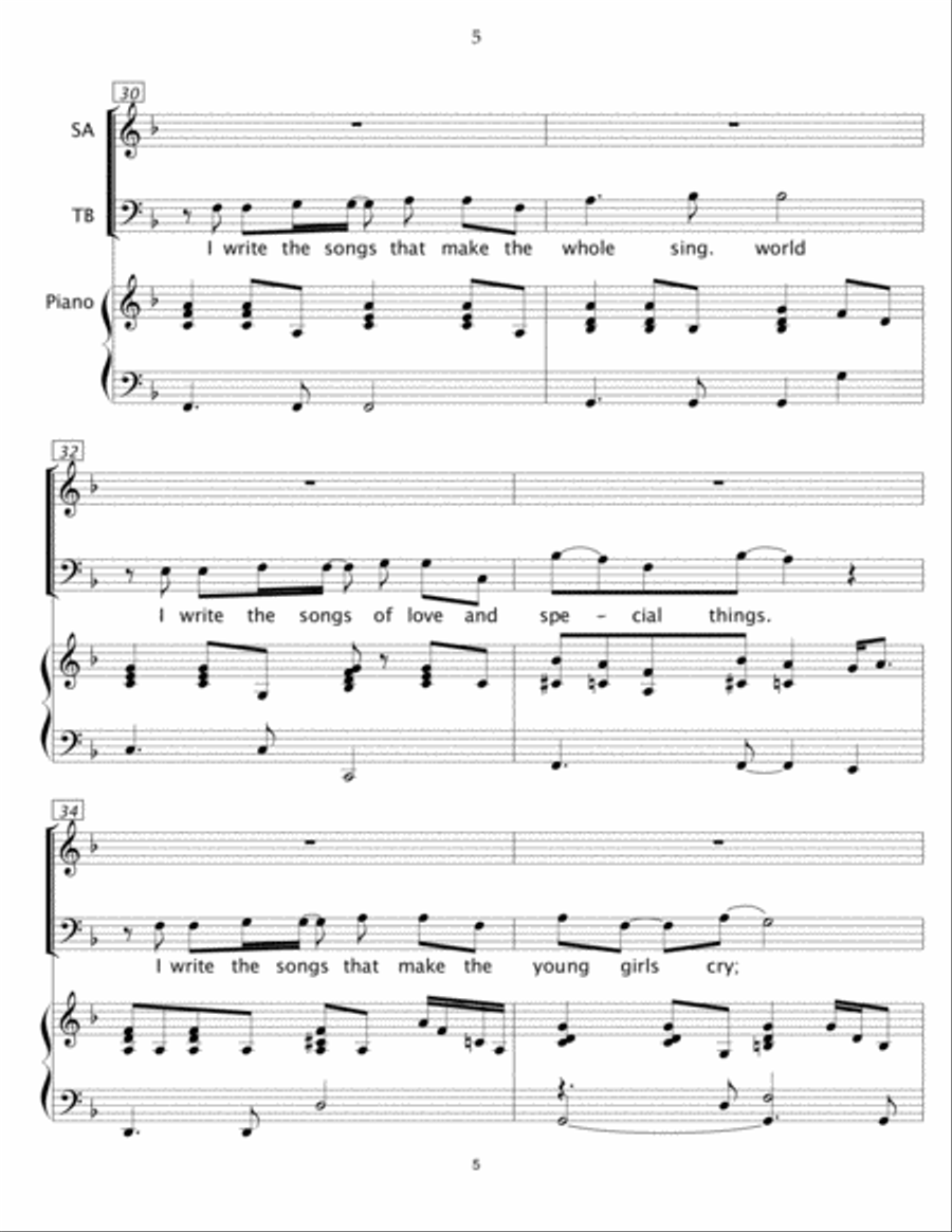 I Write The Songs I Write The Songs 4-Part scores gallery preview page 5