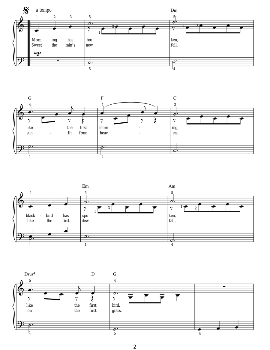 Morning Has Broken Easy Piano scores gallery preview page 2
