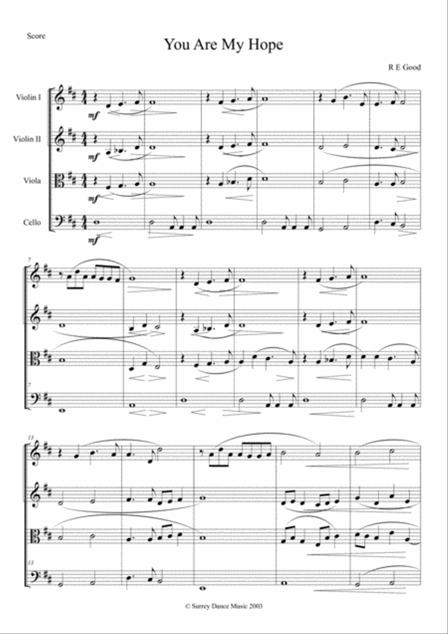 You Are My Hope String Quartet scores gallery preview page 1