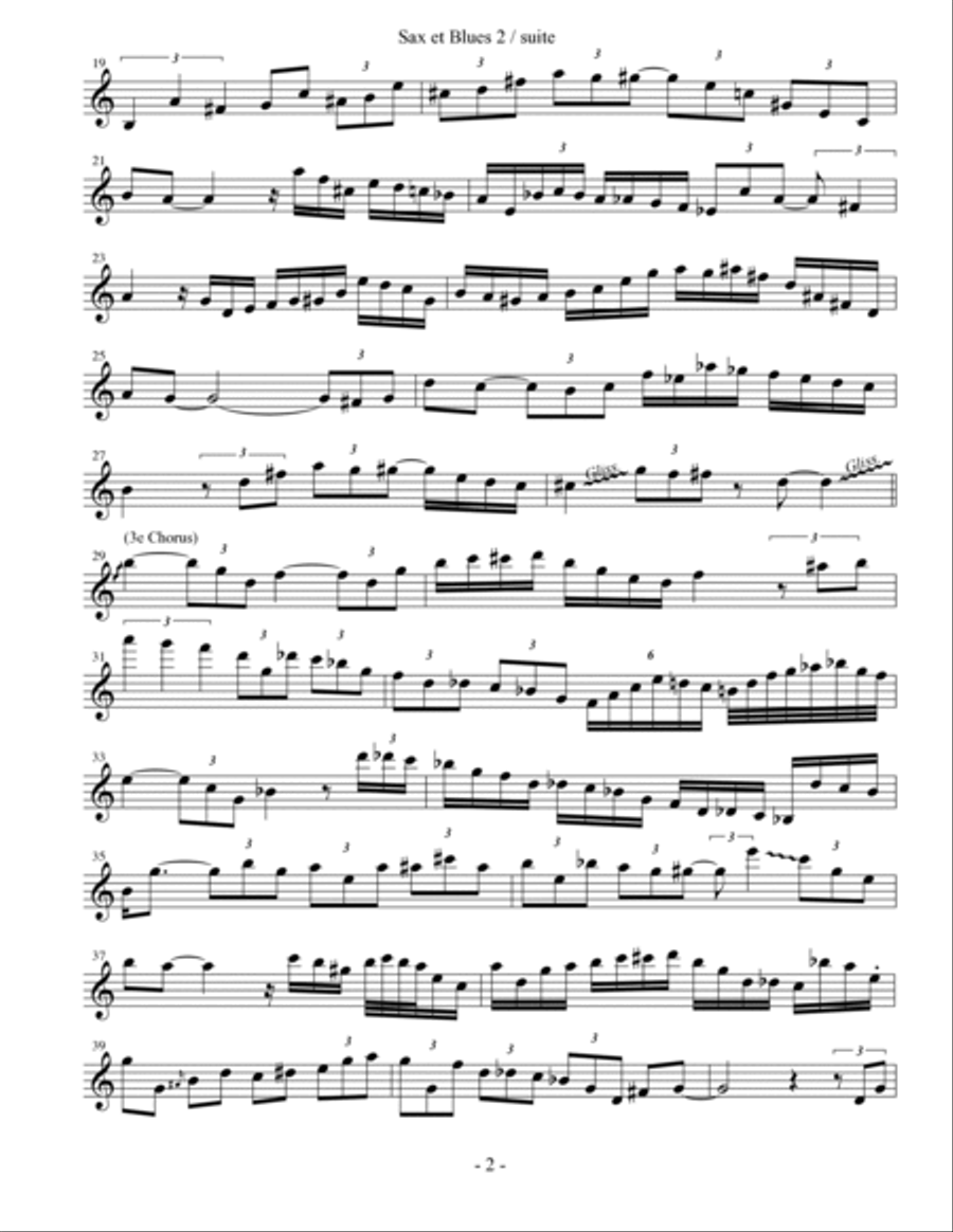 Sax et Blues 2 (Suite jazz pour saxophone seul) Alto Saxophone scores gallery preview page 2