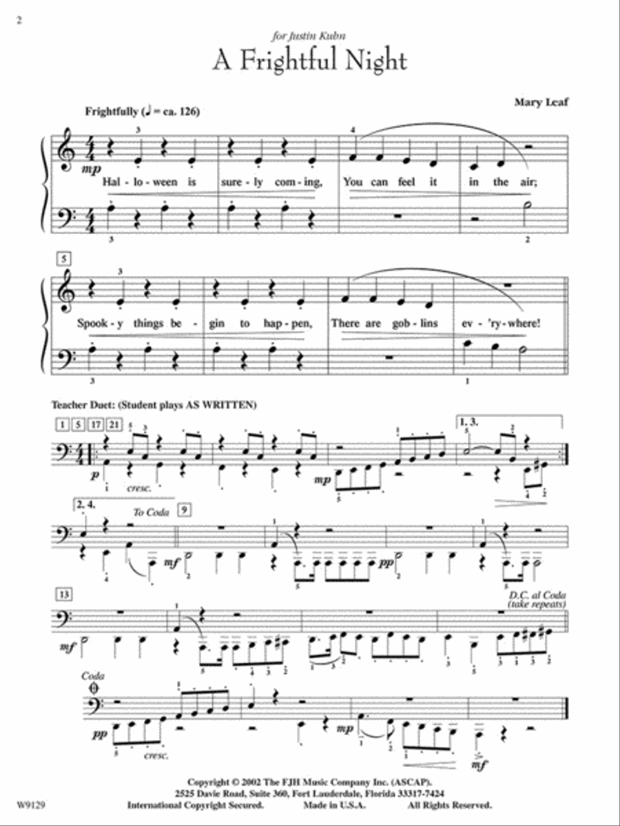A Frightful Night A Frightful Night Easy Piano scores gallery preview page 2