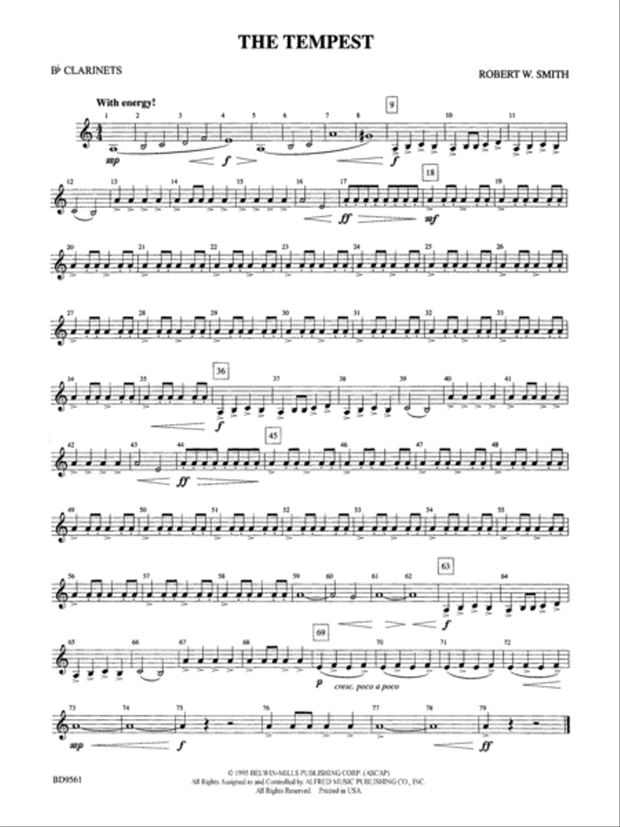 The Tempest: 1st B-flat Clarinet Concert Band scores gallery preview page 1