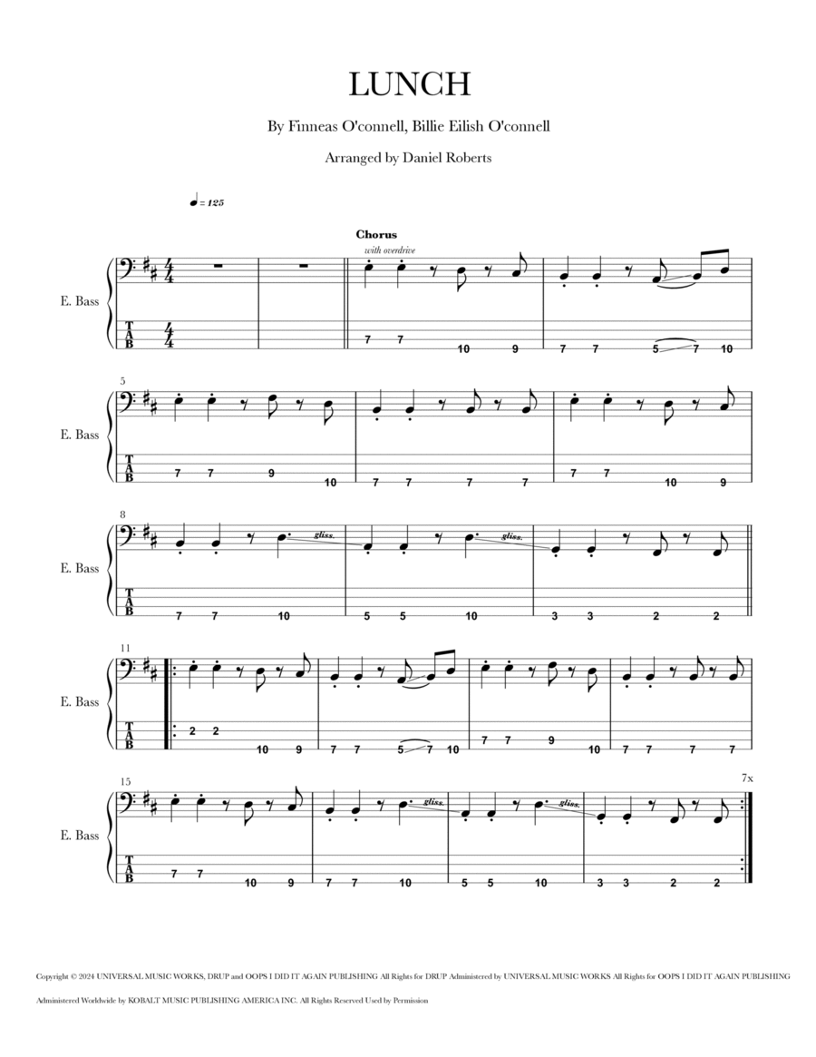 Lunch Guitar Tablature scores gallery preview page 1