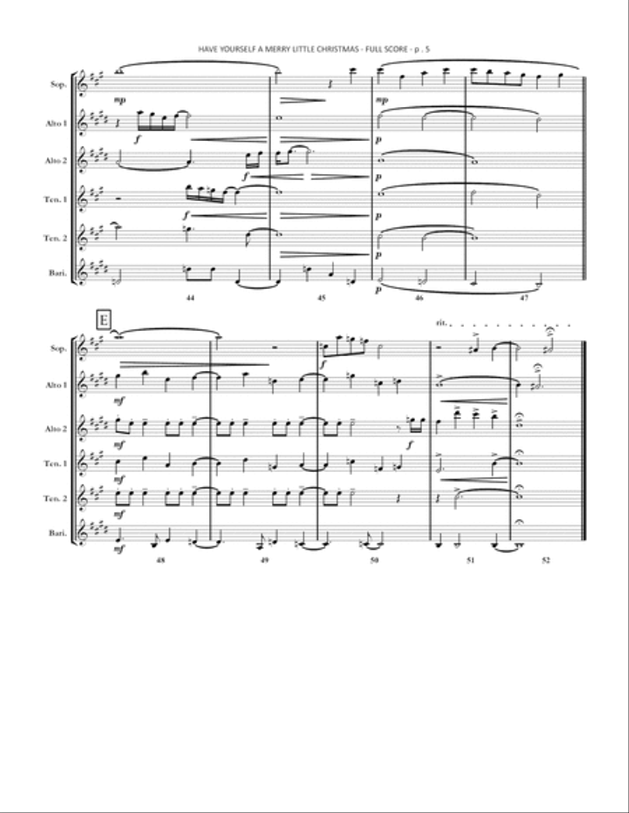 Have Yourself A Merry Little Christmas Woodwind Ensemble scores gallery preview page 6