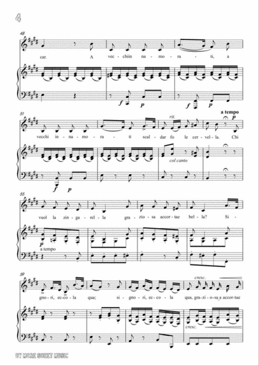 Paisiello-Chi Vuol la zingarella in E Major,for Voice and Piano Voice Solo scores gallery preview page 6