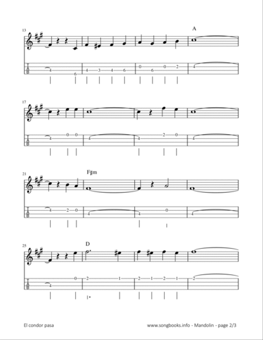 El condor pasa Mandolin scores gallery preview page 2