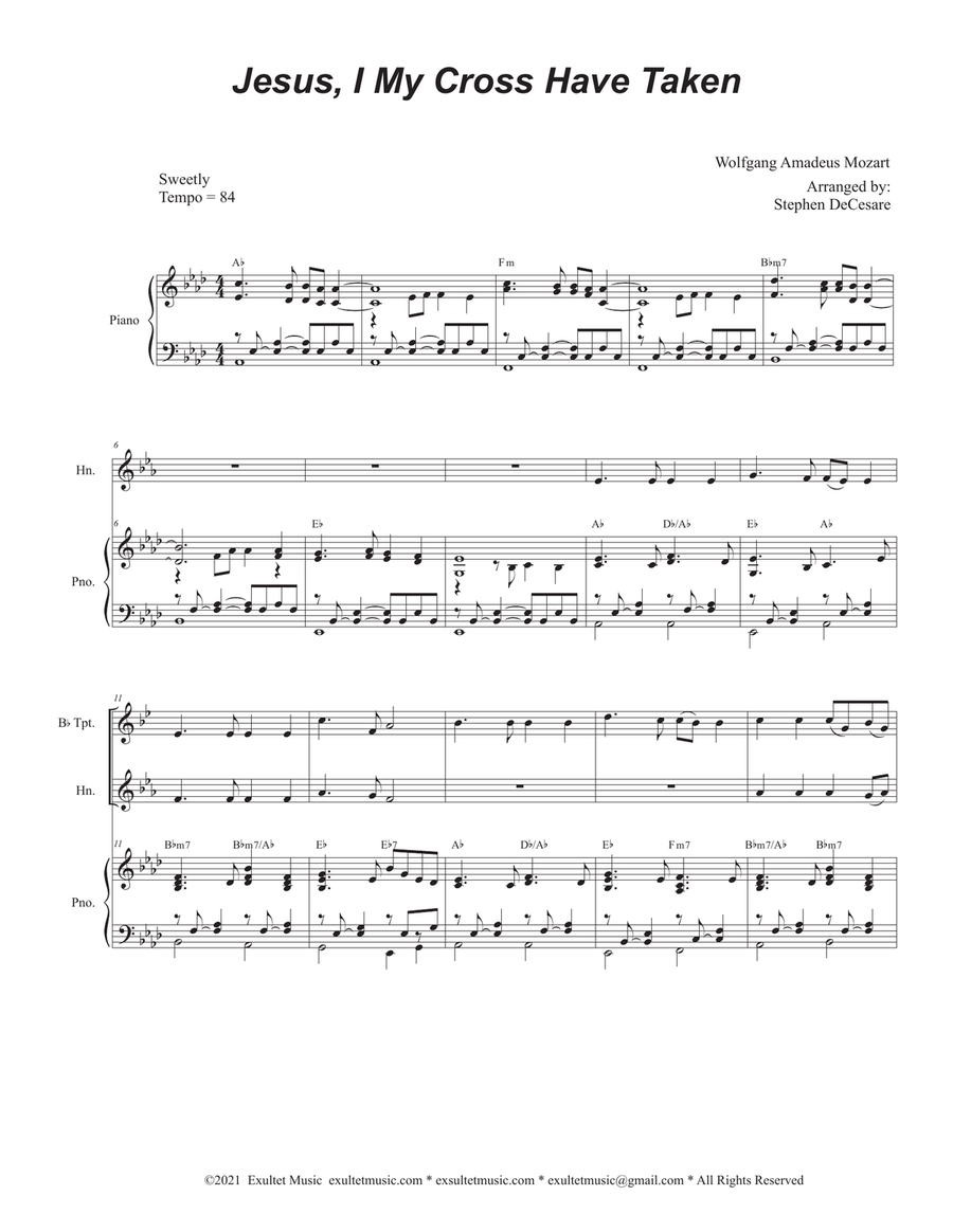 Jesus, I My Cross Have Taken (Duet for Bb-Trumpet and French Horn) Brass Duet scores gallery preview page 2