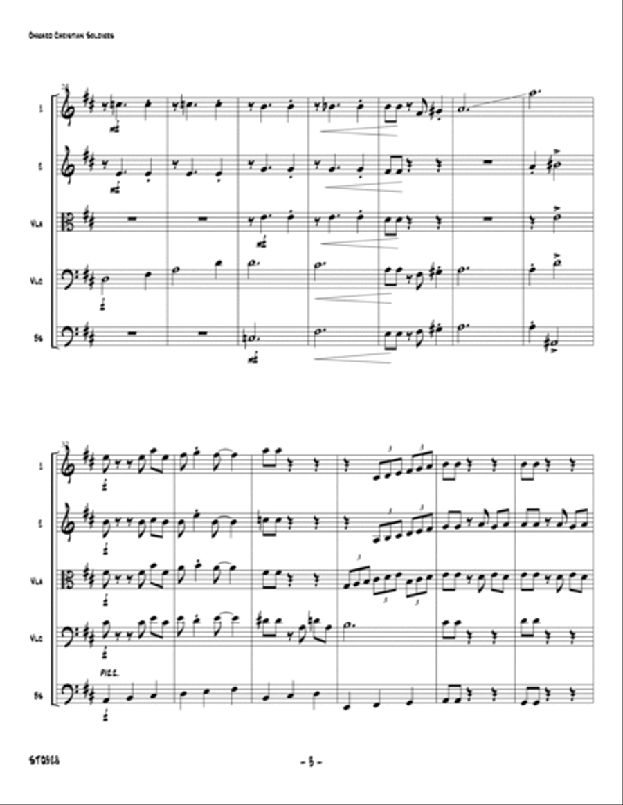 ONWARD CHRISTIAN SOLDIERS - STRING QUINTET (unaccompanied) - Swing style! A Cappella scores gallery preview page 3