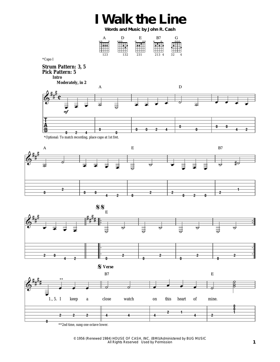 I Walk The Line Acoustic Guitar scores gallery preview page 1