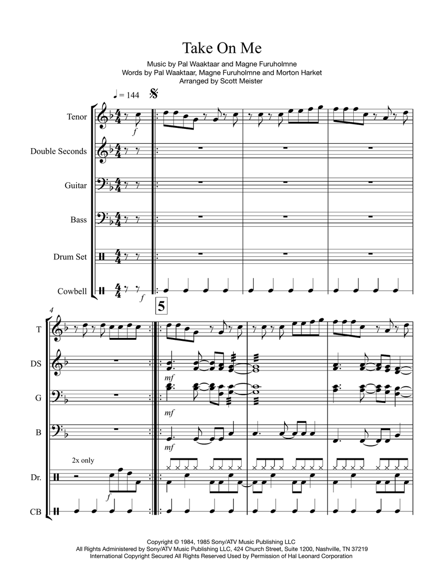 Take On Me Percussion Ensemble scores gallery preview page 1