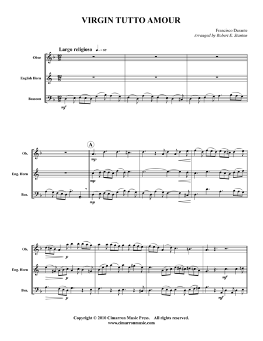 Virgin Tutto Amour Woodwind Trio scores gallery preview page 1
