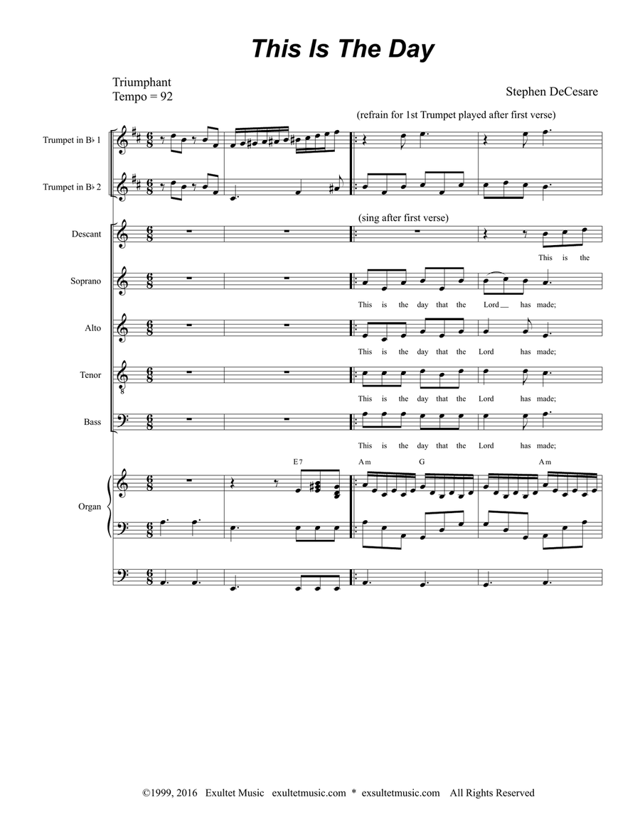 This Is The Day (Solo and SATB) 4-Part scores gallery preview page 1