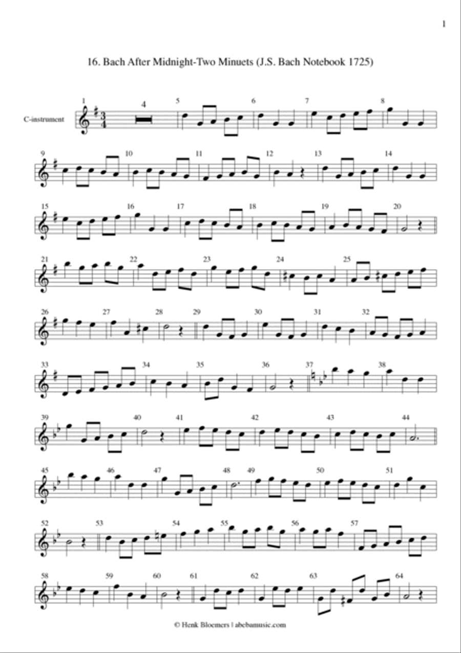Two Minuets from Bach Notebook 1725 Small Ensemble scores gallery preview page 3