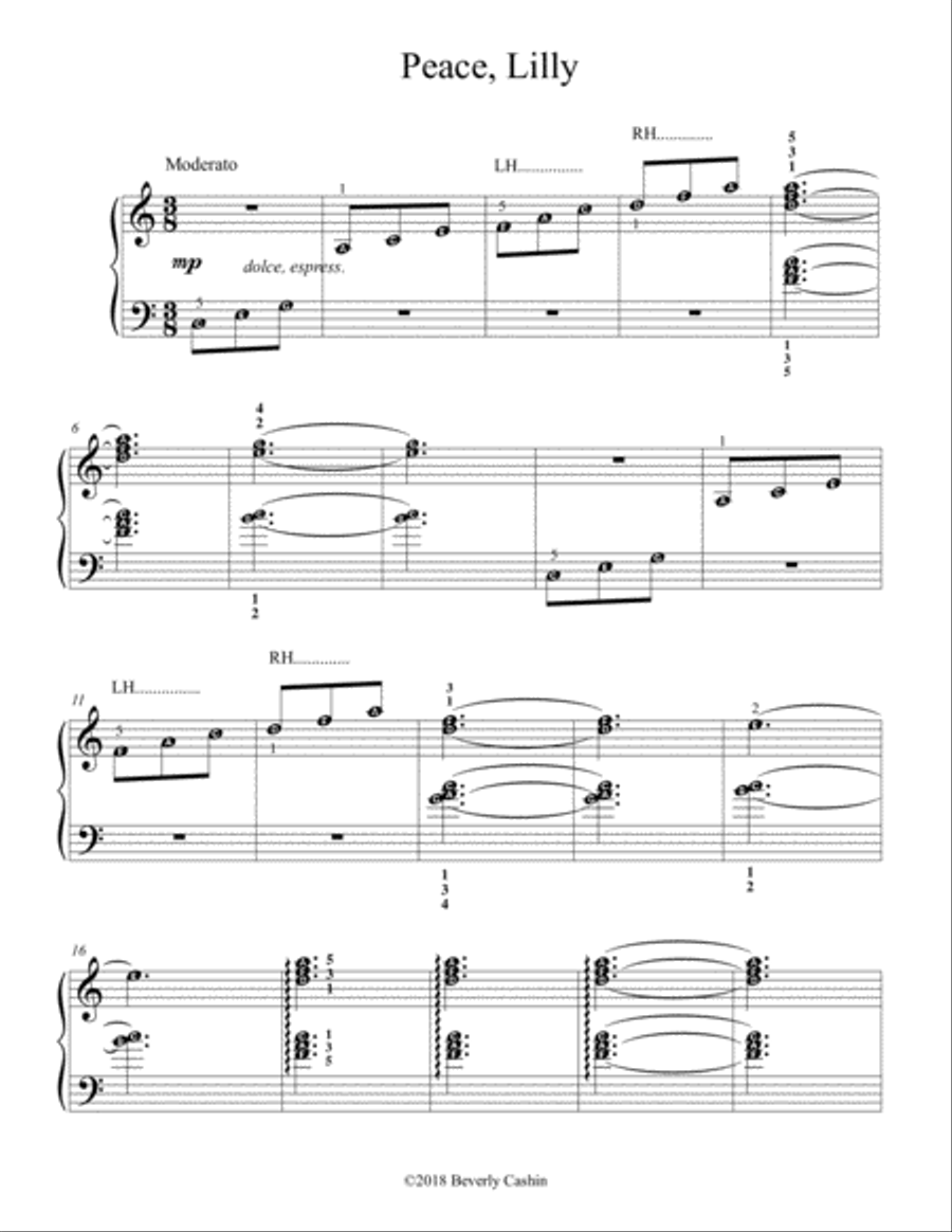 Peace, Lilly Piano Solo scores gallery preview page 1