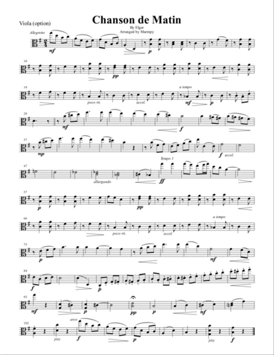 Chanson de Matin by Elgar (arranged for String Trio) String Trio scores gallery preview page 3