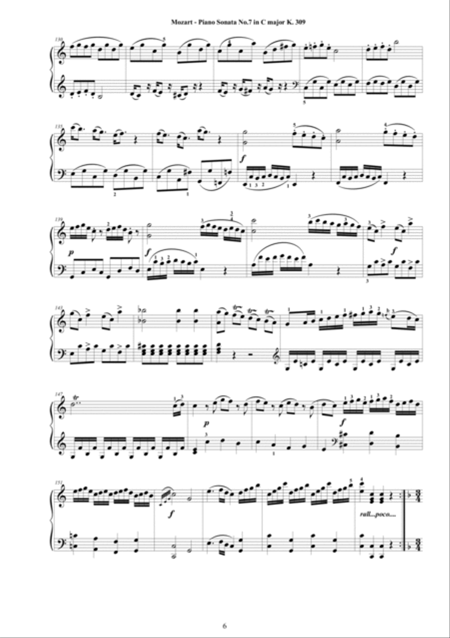 Mozart - Piano Sonata No.7 in C major K 309 - Complete score Piano Solo scores gallery preview page 6
