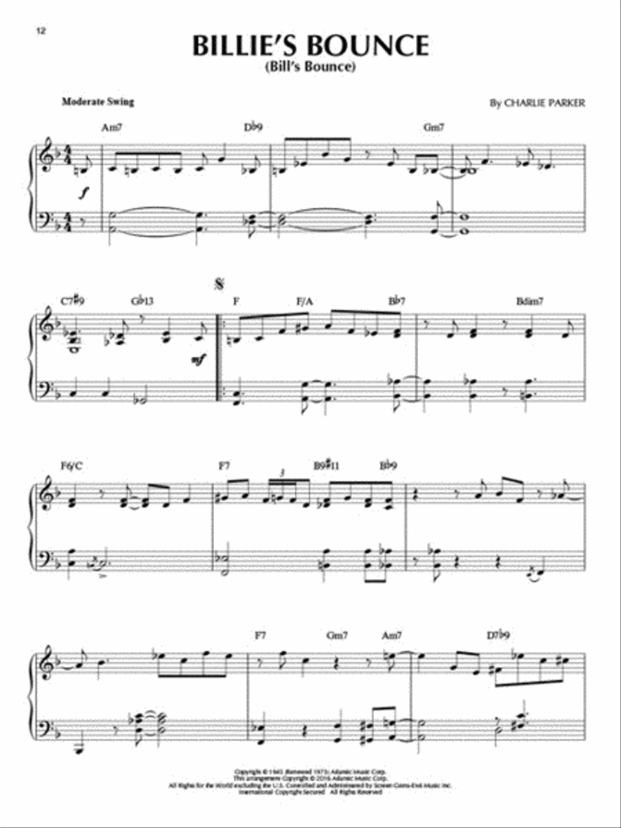 Charlie Parker Piano Solo scores gallery preview page 5