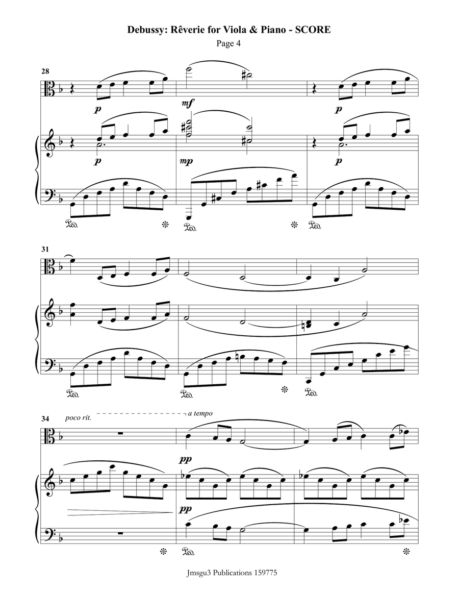 Debussy: Reverie for Viola & Piano Viola scores gallery preview page 4