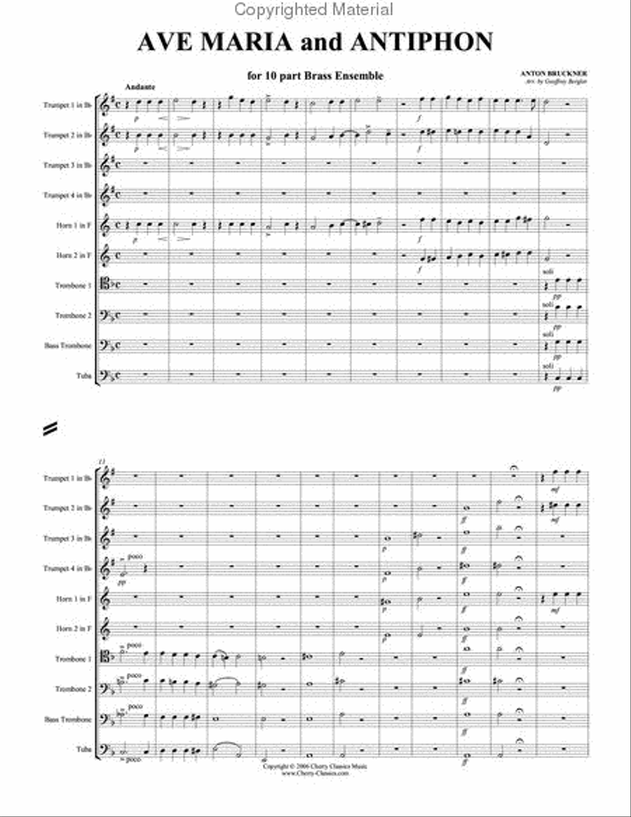 Ave Maria & Antiphon Ave Maria & Antiphon Brass Ensemble scores gallery preview page 2