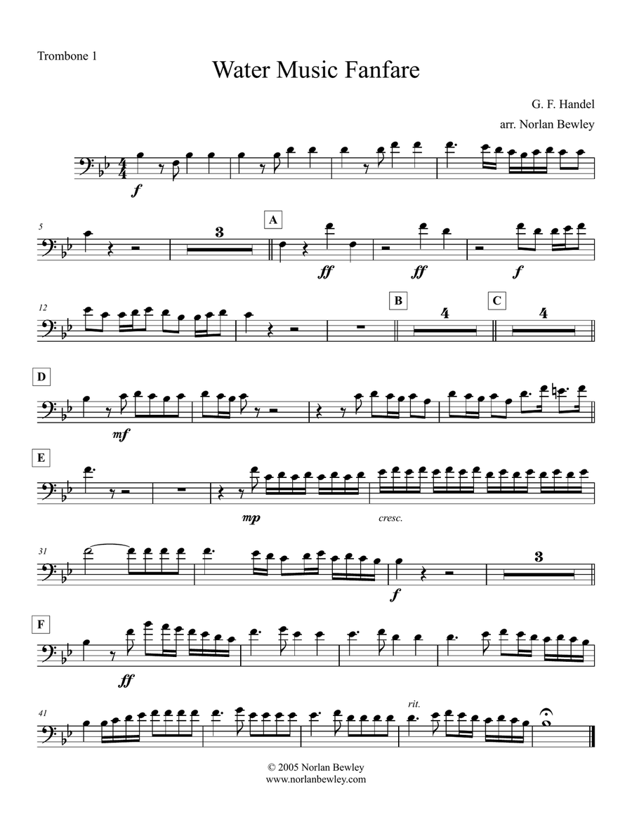 Water Music Fanfare - Low Brass Quartet Brass Quartet scores gallery preview page 4