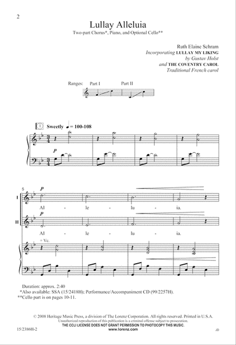 Lullay Alleluia 2-Part scores gallery preview page 3