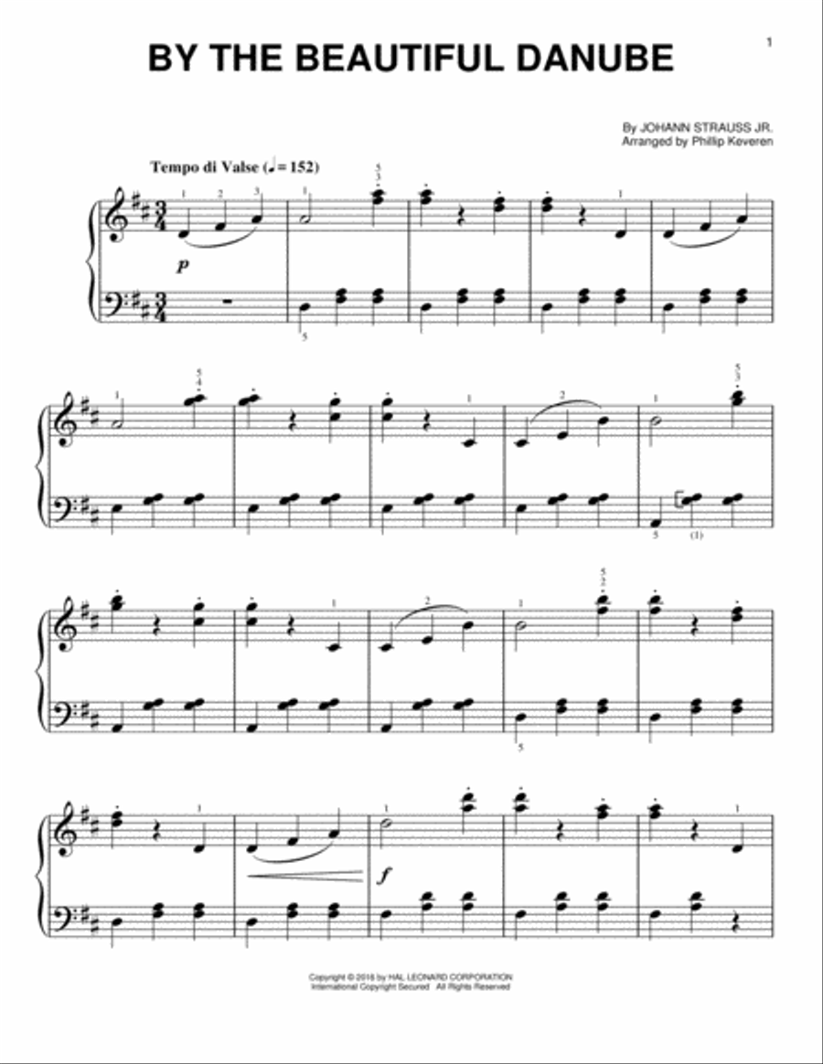 By The Beautiful Blue Danube [Classical version] (arr. Phillip Keveren) Easy Piano scores gallery preview page 1