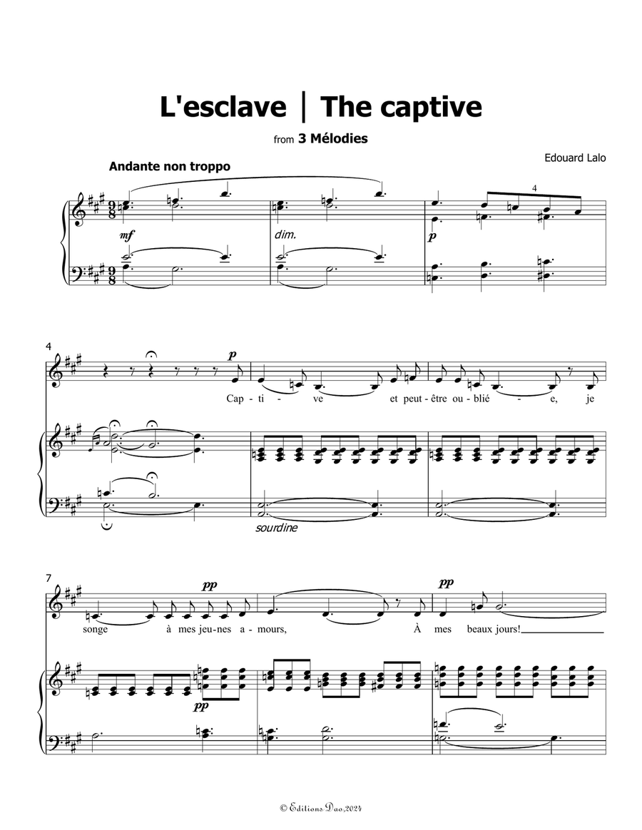 L'esclave, by Edouard Lalo, in A Major Piano, Vocal scores gallery preview page 3