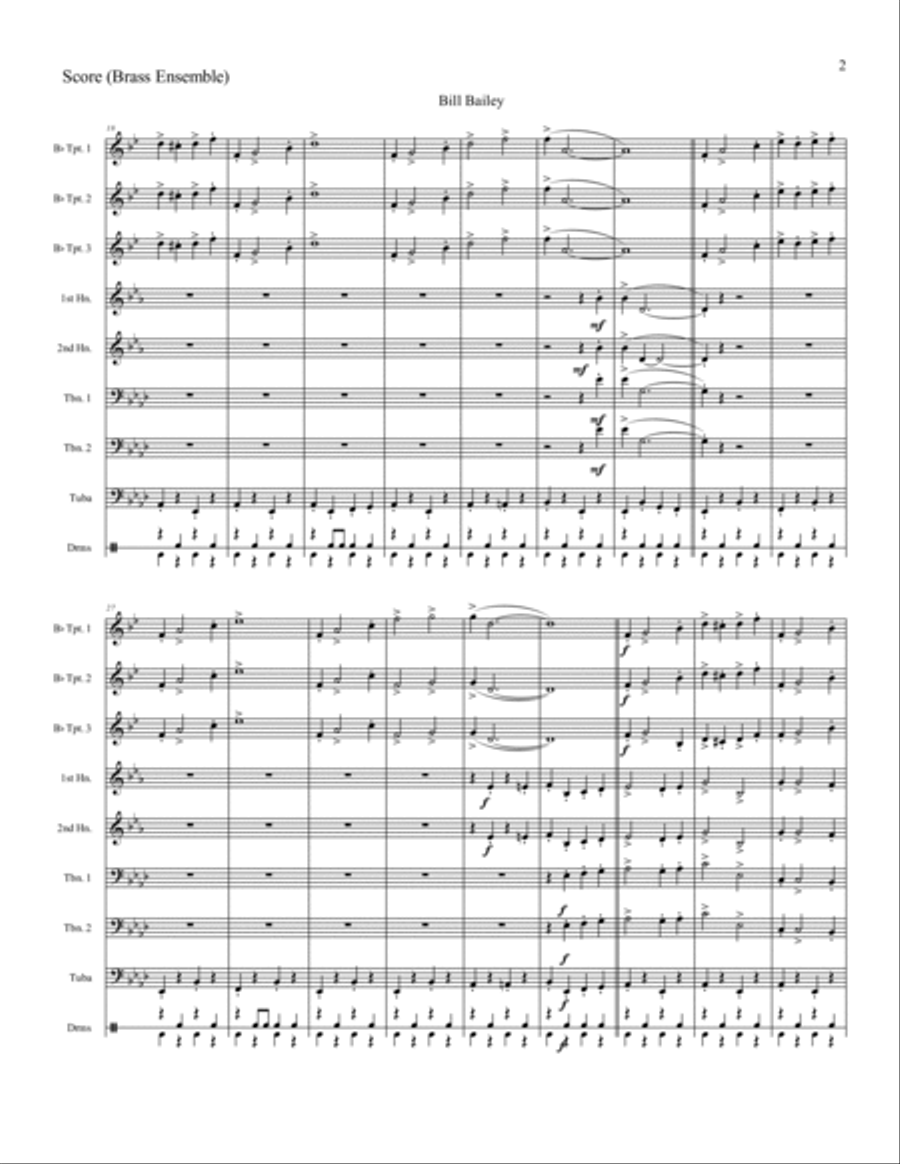 Bill Bailey, Won't You Please Come Home? Brass Ensemble scores gallery preview page 3