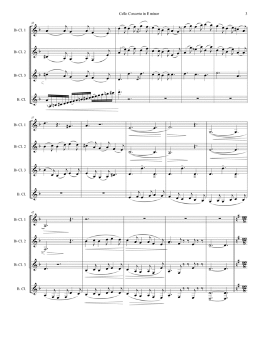 Elgar - Cello Concerto - Clarinet Quartet Elgar - Cello Concerto - Clarinet Quartet Clarinet Solo scores gallery preview page 3