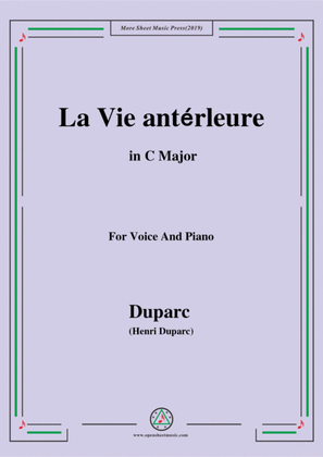 Book cover for Duparc-La Vie antérleure in C Major