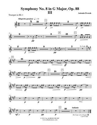 Dvorak Symphony No. 8, Movement III - Trumpet in Bb 1 (Transposed Part), Op. 88