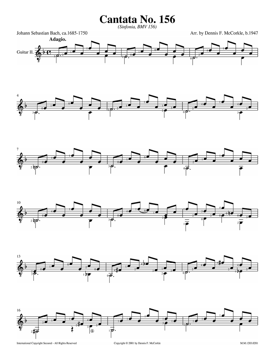 Cantata 156, for Two Guitars 