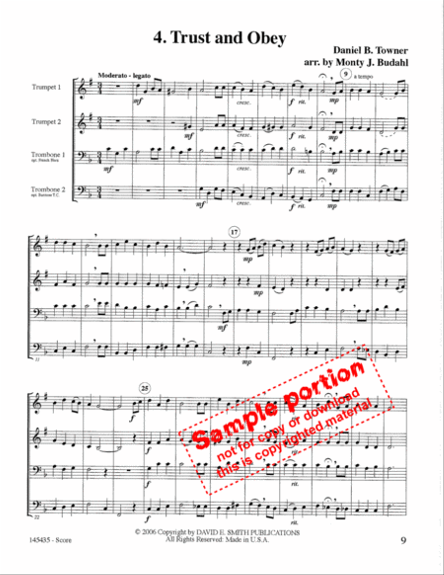 Sacred Brass Quartet Collection Vol #1 Brass Quartet scores gallery preview page 5