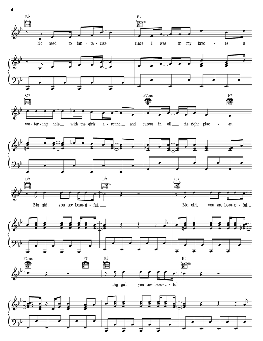 Big Girl (You Are Beautiful) Piano, Vocal, Guitar scores gallery preview page 4