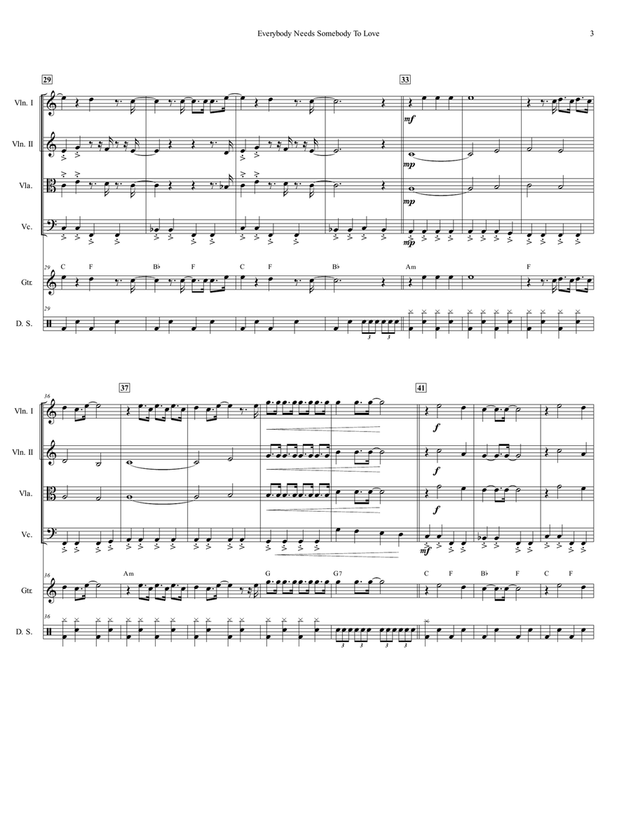 Everybody Needs Somebody To Love String Quartet scores gallery preview page 4