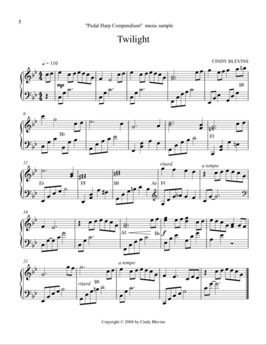 Pedal Harp Compendium, 60 pages of beautiful, original music for Pedal Harp Pedal Harp scores gallery preview page 6