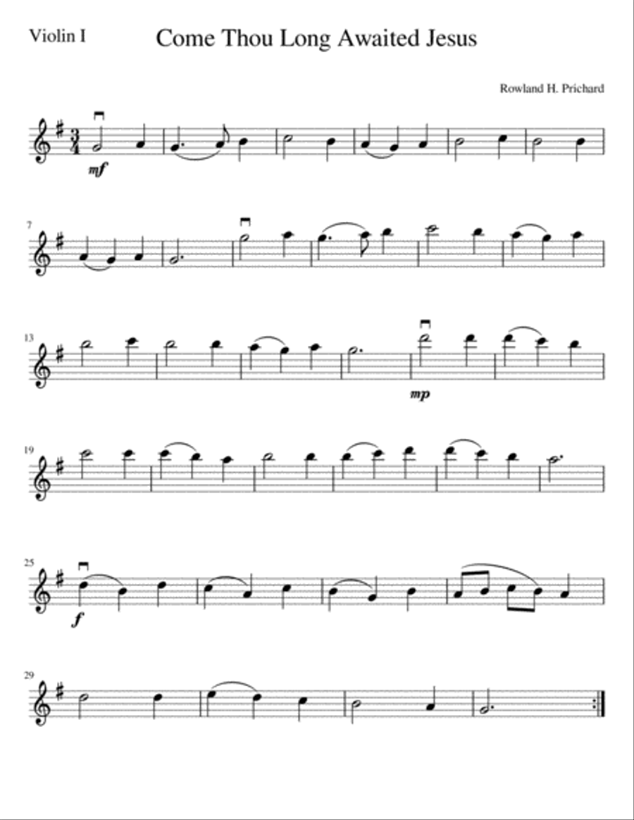Come Thou Long Awaited Jesus (two violins and cello) String Trio scores gallery preview page 3
