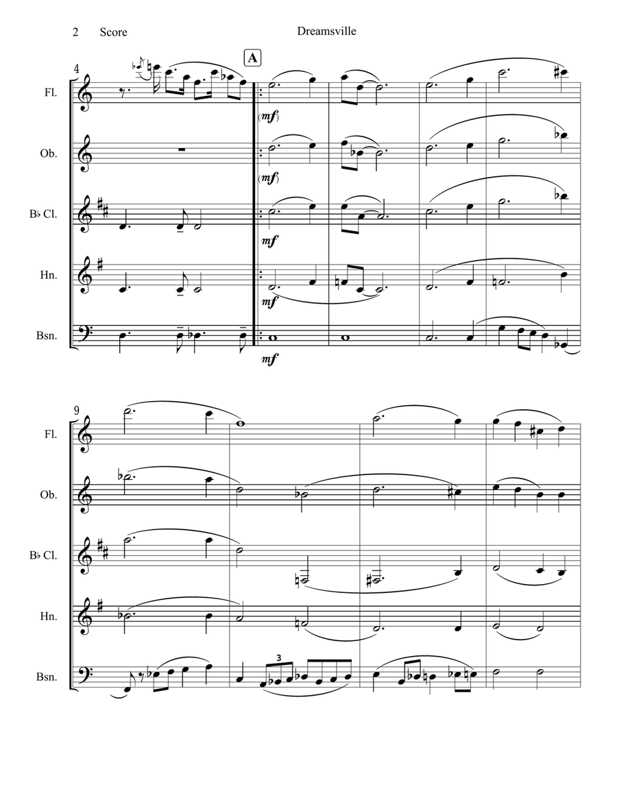 Dreamsville Woodwind Quintet scores gallery preview page 3