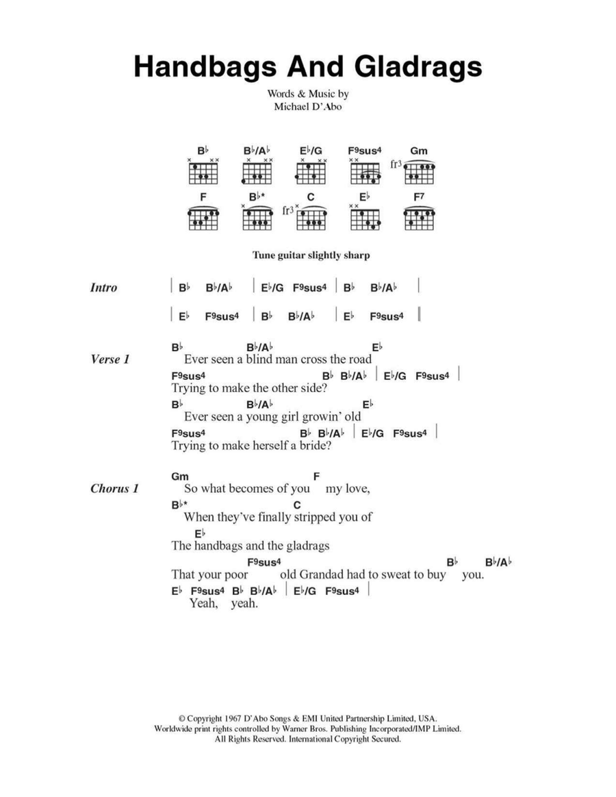 Handbags And Gladrags Easy Guitar scores gallery preview page 1