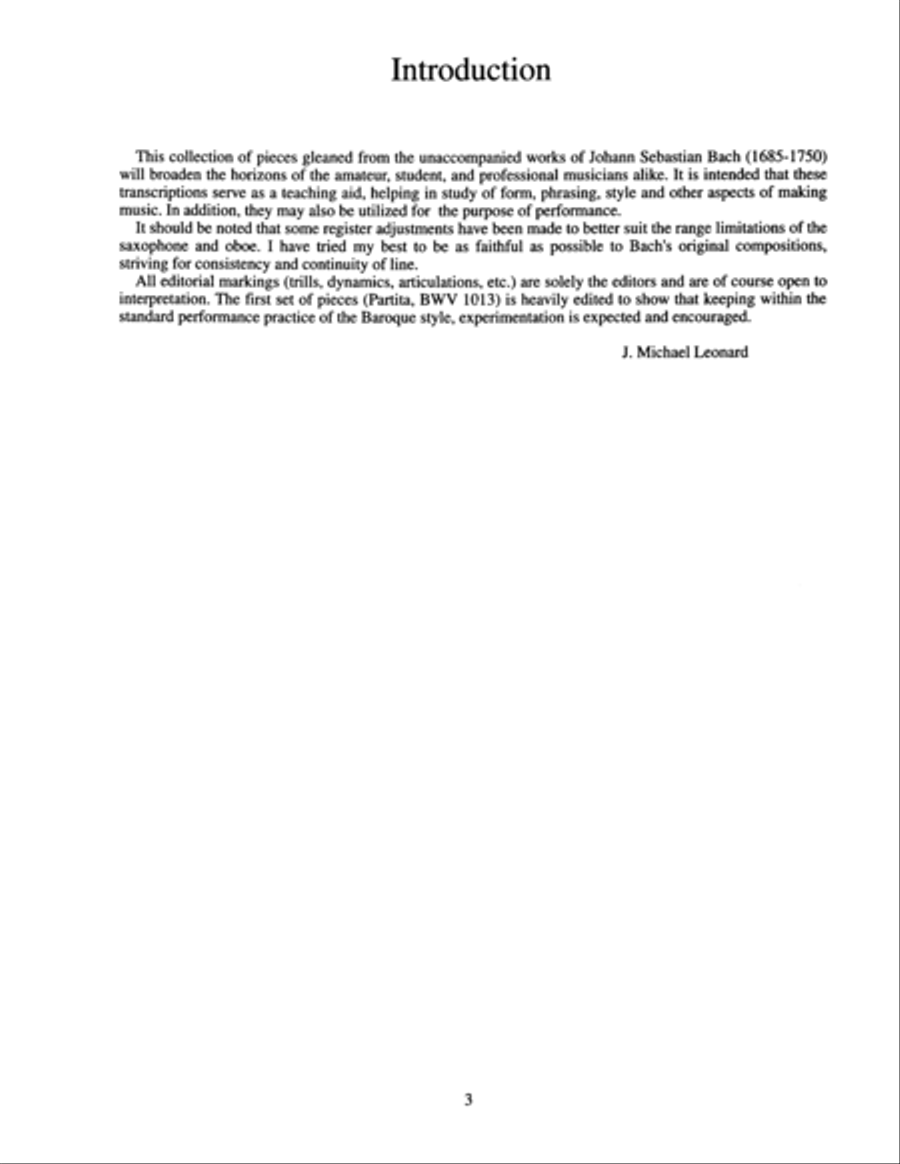 Solos from the Unaccompanied Works of J. S. Bach Saxophone Solo scores gallery preview page 4