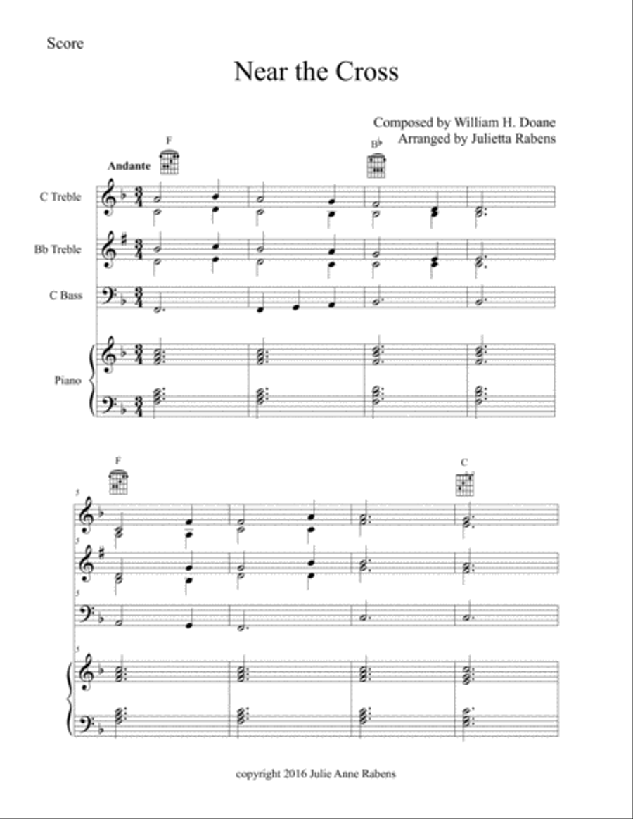 Near the Cross in F major for easy ensemble Large Ensemble scores gallery preview page 2