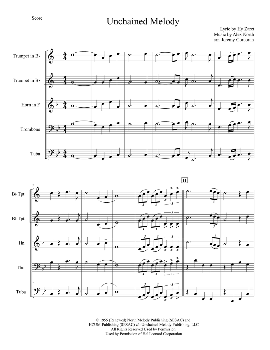 Unchained Melody Brass Ensemble scores gallery preview page 2