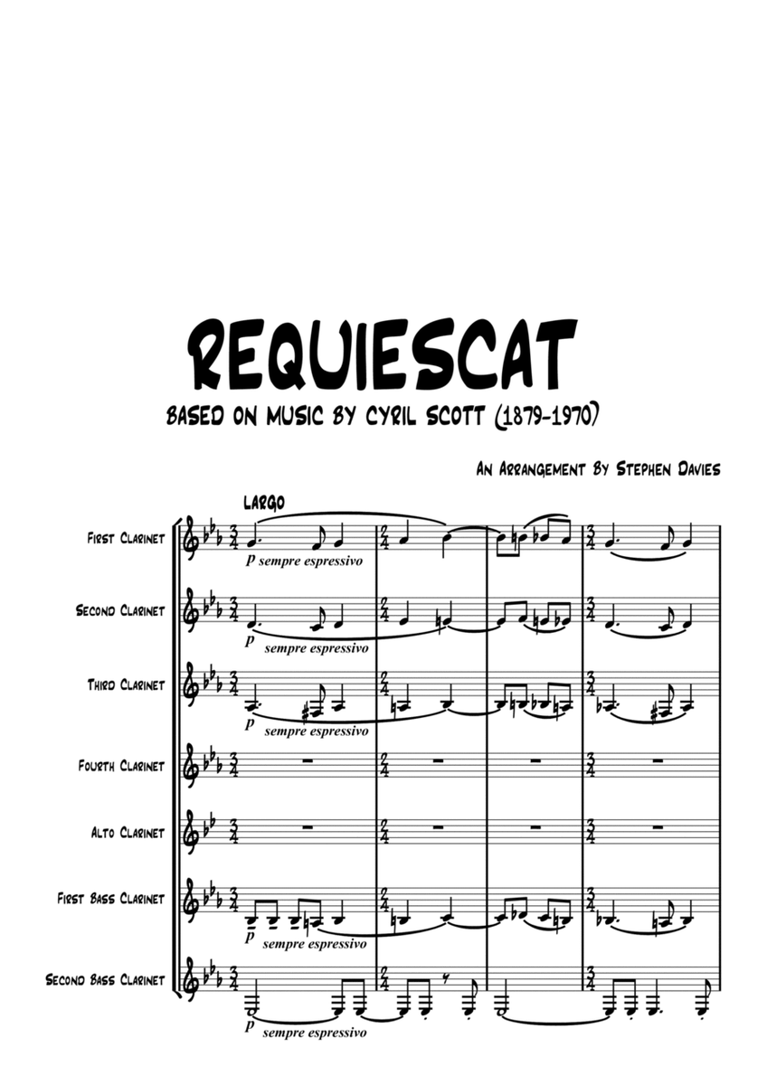 'Requiescat' based on music by Cyril Scott for Clarinet Septet. image number null