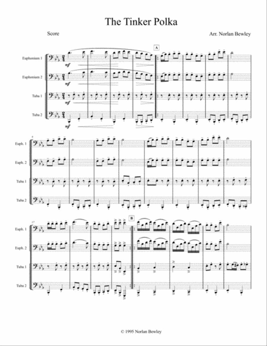 Tinker Polka - Tuba/Euphonium Quartet Brass Ensemble scores gallery preview page 1