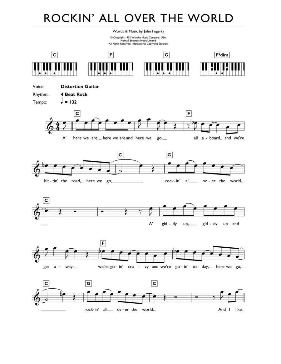 Rockin' All Over The World Piano scores gallery preview page 1