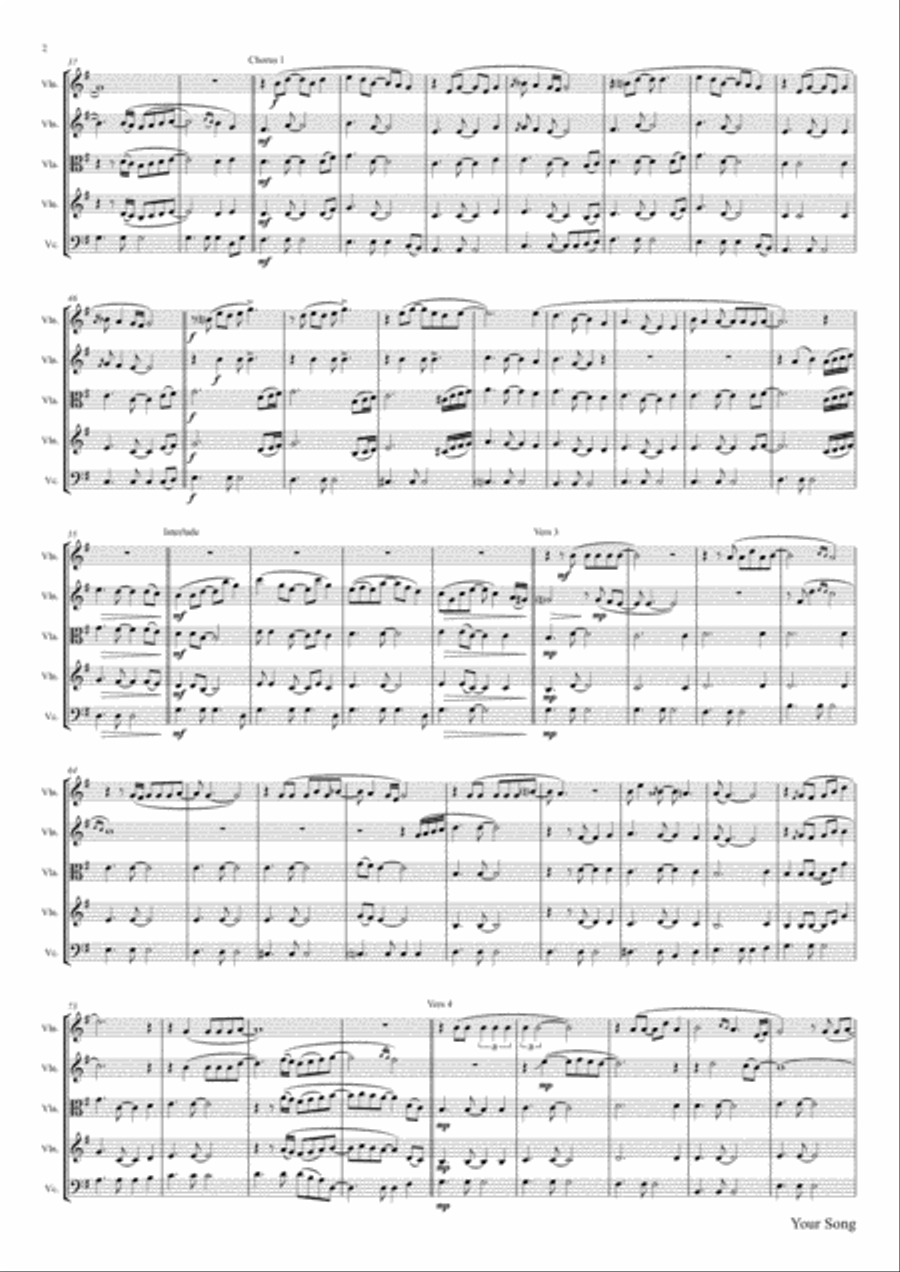 Your Song String Quartet scores gallery preview page 3