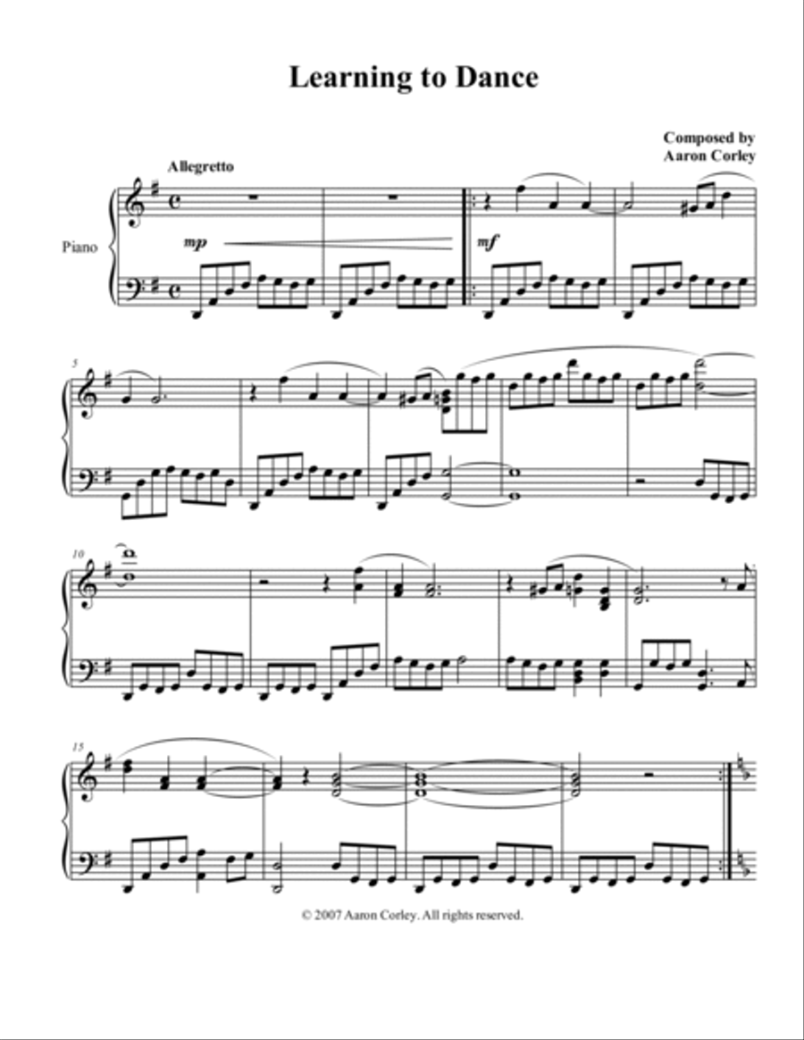 Learning to Dance Piano Solo scores gallery preview page 2