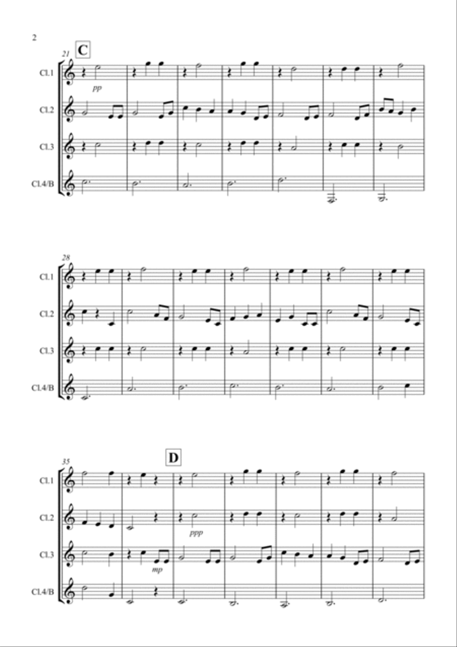 Brahms Lullaby for Clarinet Quartet Clarinet Quartet scores gallery preview page 2