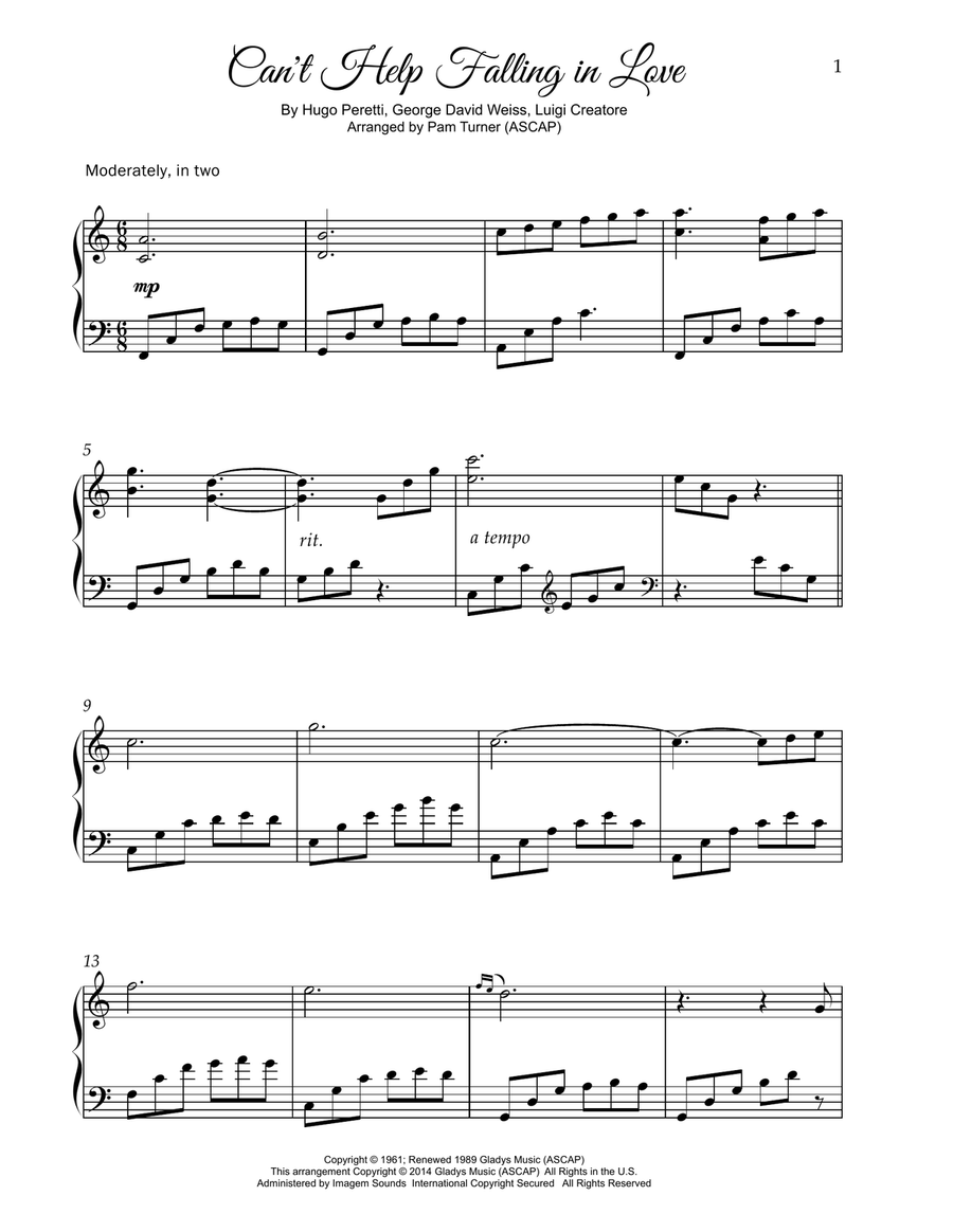 Can't Help Falling In Love Piano Solo scores gallery preview page 3